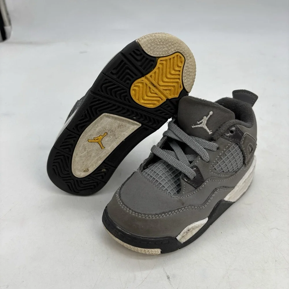 Nike Air Jordan 4 Retro Cool Grey Shoes Toddler 8c Black White BQ7670-007 TD